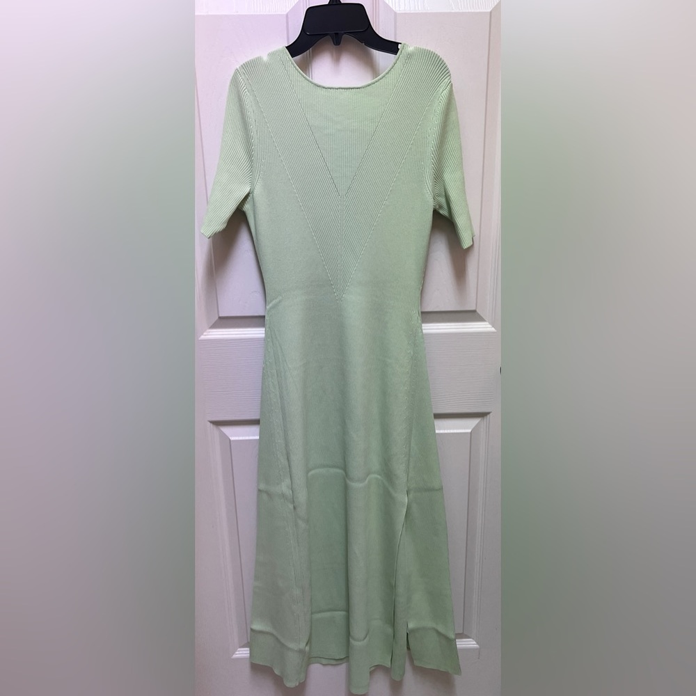 💚 NWT! MAJE Pistachio Green Ribbed Dress - Picture 3 of 11